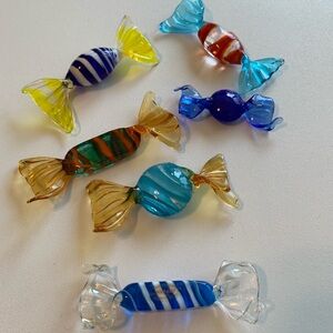 Set of 6 Murano blown glass candy pieces. Like new. Purchased in Italy.